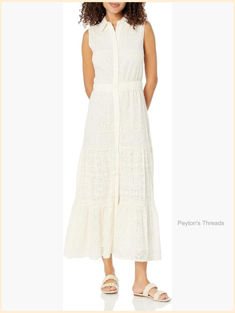 A-Line Midi Dress Square Neck Sleeveless Floral Rayon